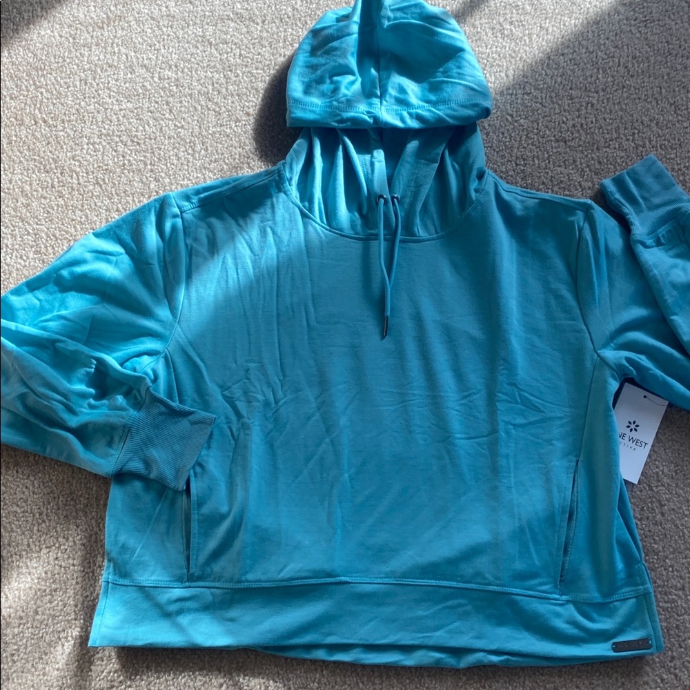 LARGE.   NINE WEST STRETCHY SOFT HOODIE TOP - Picture 3 of 10